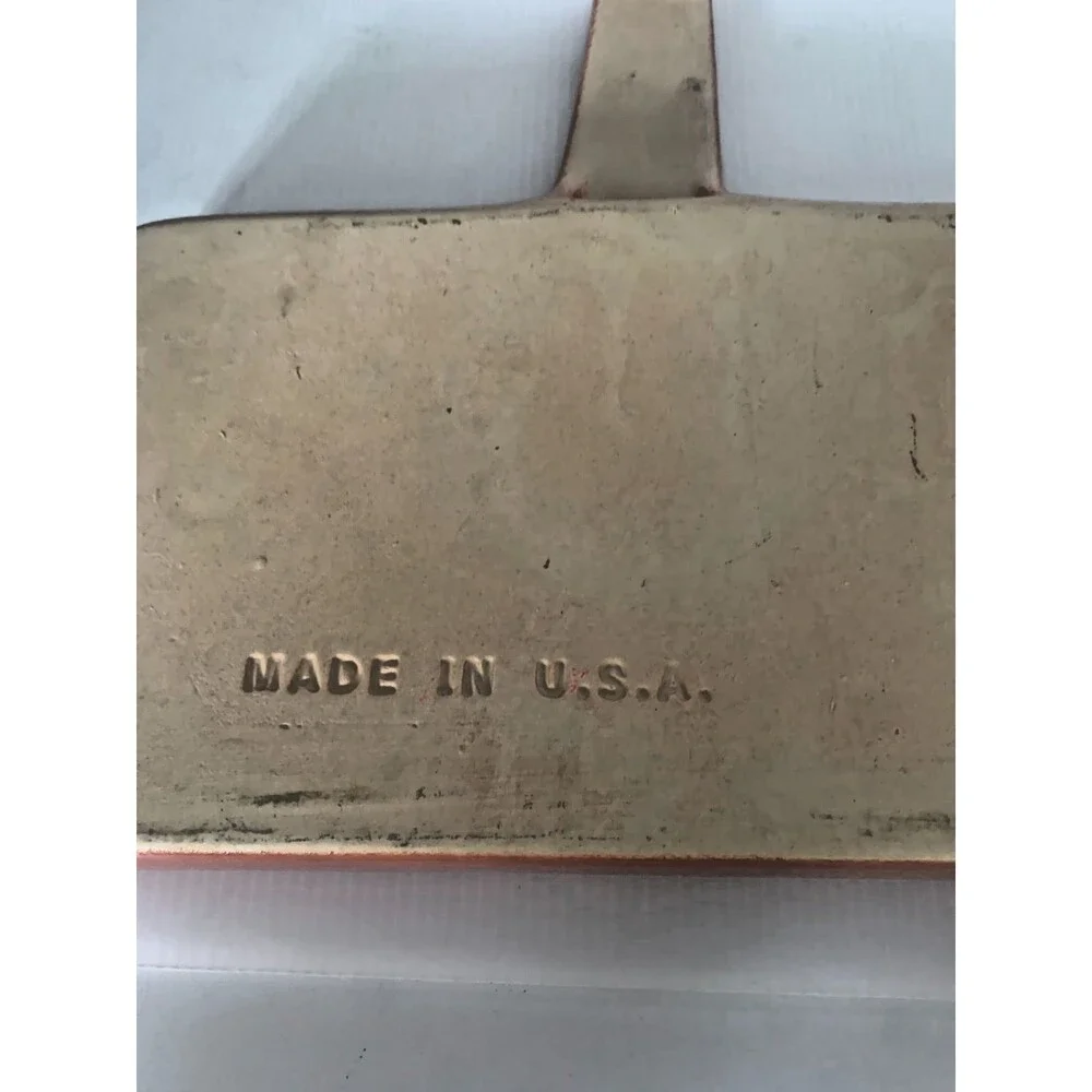 Vintage Coral Ceramic Rectangular Cornbread Tray Platter  w/Handle Made USA MCM